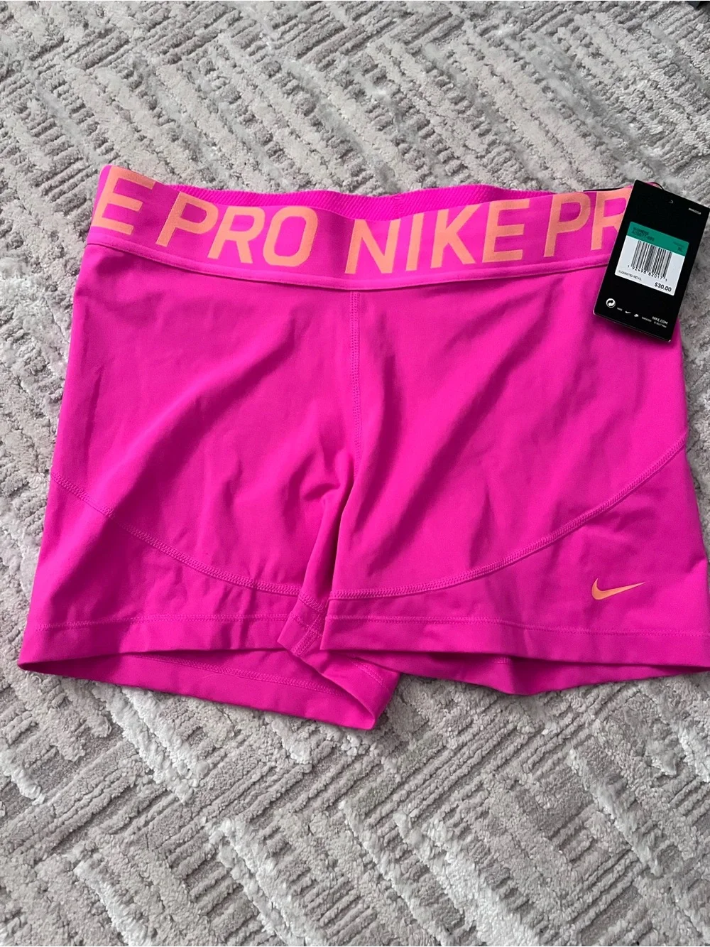 Nike Women's Bright Pink Pro Training Shorts with Logo Waistband